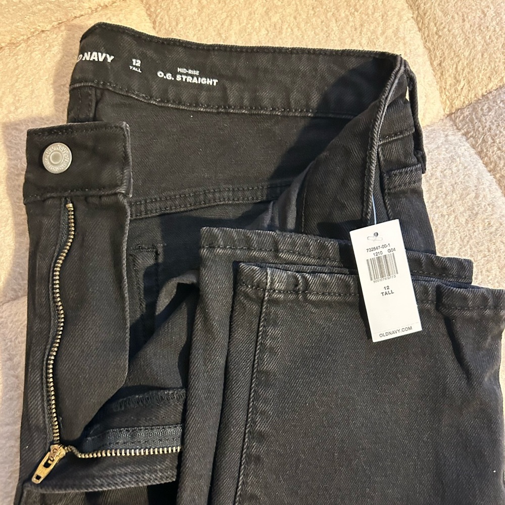 Old Navy OG straight mid rise faded black jeans